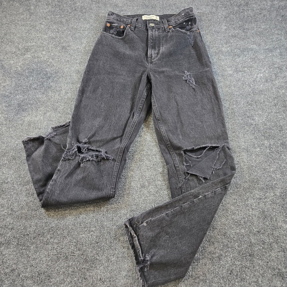 Abercrombie Curve Love The 90s Straight Ultra High Rise Washed Black 25 / 0S